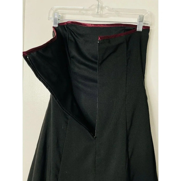 Vtg A Byer Dress 9 Short Formal Fairy Goth Bow Coquette Black Lace Ribbing Slit - Picture 6 of 15